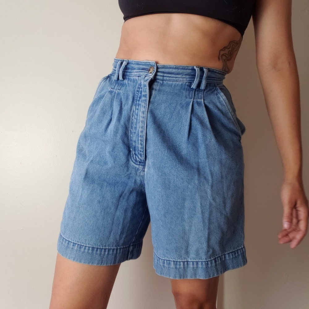 vintage 80s flare denim shorts
